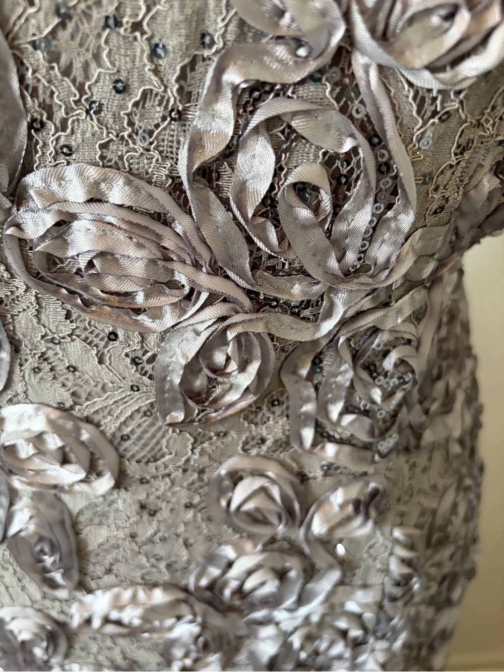 Alex Evenings Silver Rose-Textured Lace Maxi Dress - Picture 4 of 7